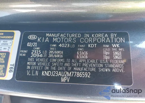 2021 Kia Soul S from USA, damaged, VIN KNDJ23AU2M7786592